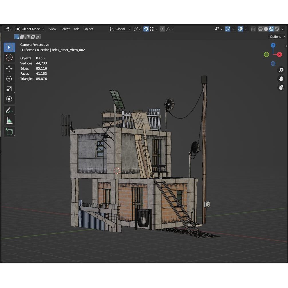 Favela Inspired Building 3D Model – Post Apocalyptic Kit for Blender - View 18