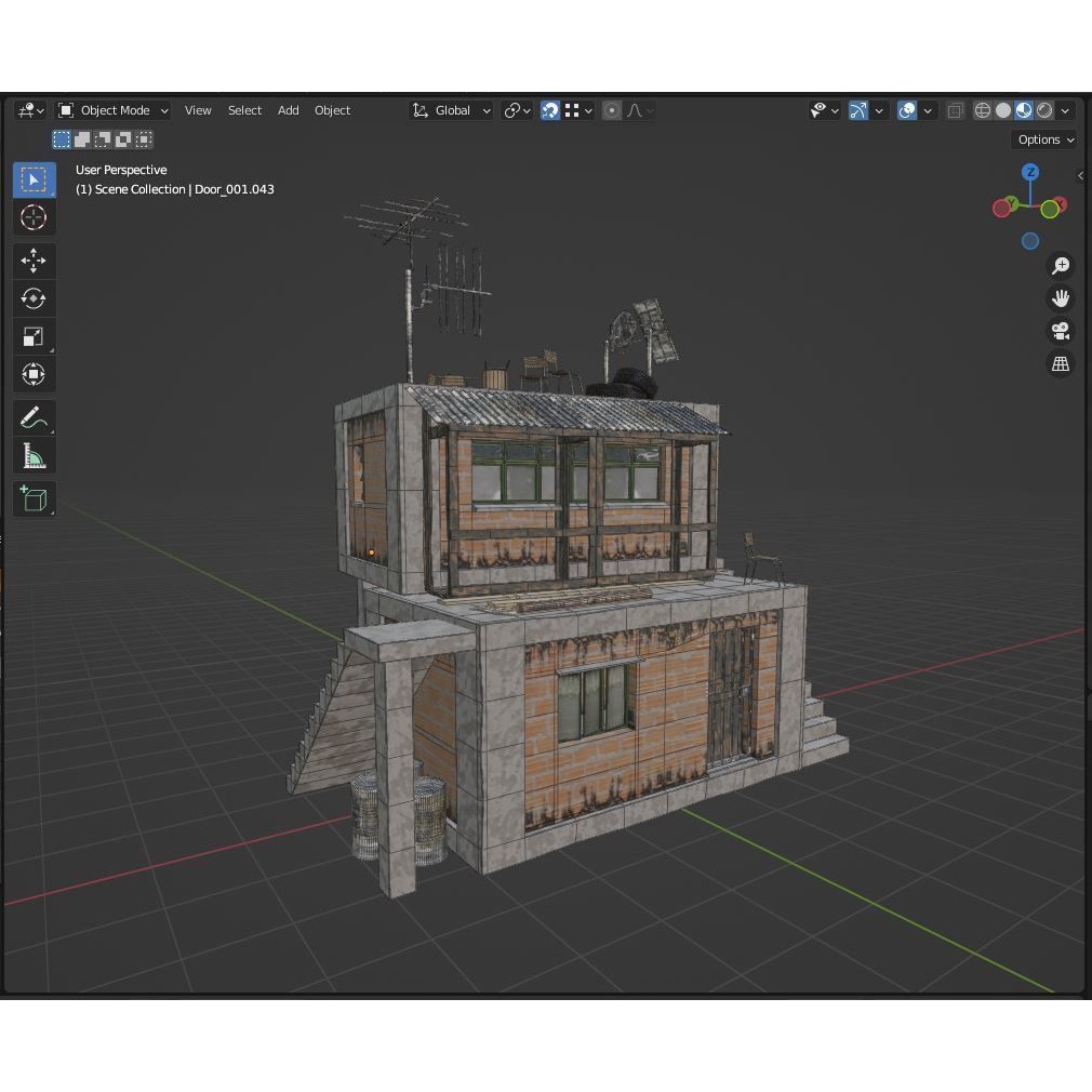 Favela Inspired Building 3D Model – Post Apocalyptic Kit for Blender - View 19