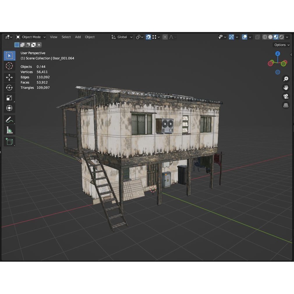 Favela Inspired Building 3D Model – Post Apocalyptic Kit for Blender - View 20