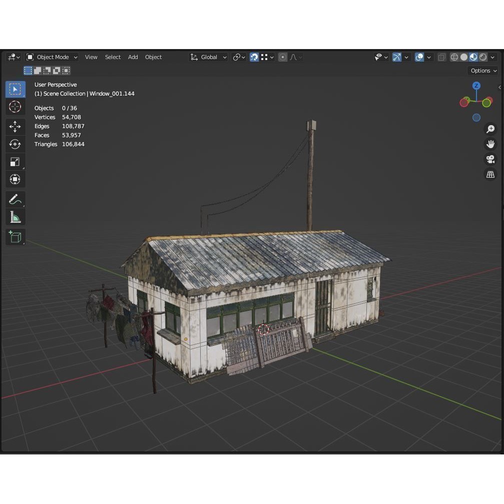 Favela Inspired Building 3D Model – Post Apocalyptic Kit for Blender - View 21