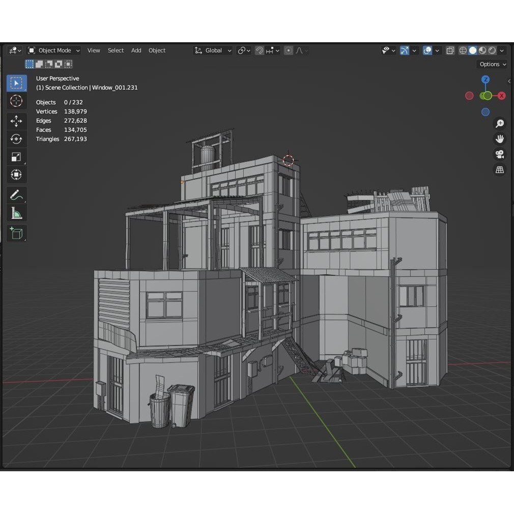 Favela Inspired Building 3D Model – Post Apocalyptic Kit for Blender - View 22
