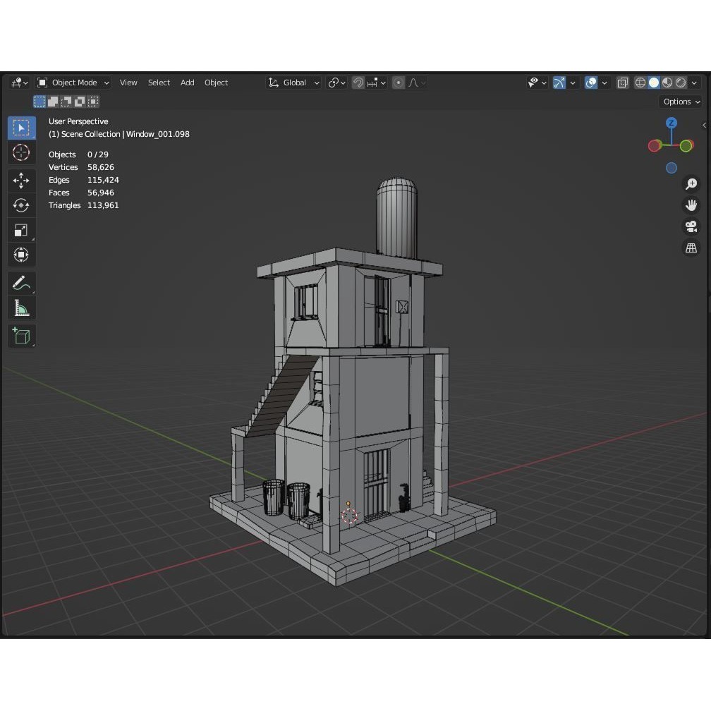 Favela Inspired Building 3D Model – Post Apocalyptic Kit for Blender - View 23