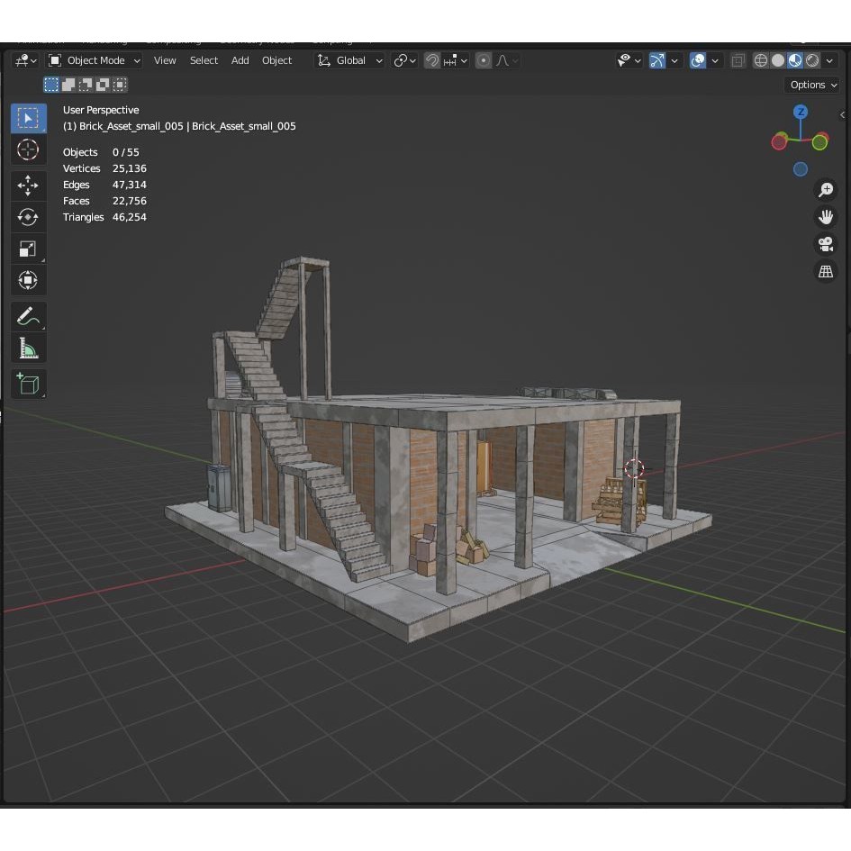 Favela Inspired Building 3D Model – Post Apocalyptic Kit for Blender - View 24