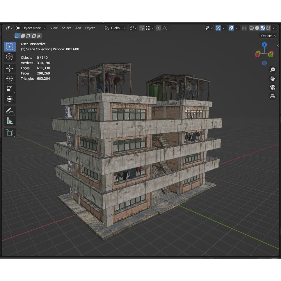 Favela Inspired Building 3D Model – Post Apocalyptic Kit for Blender - View 26
