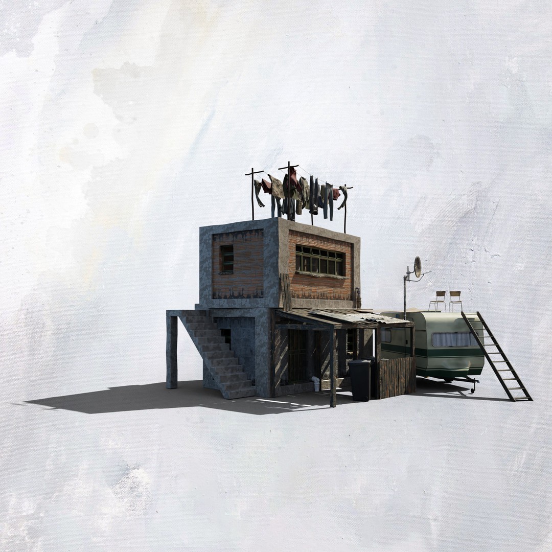 Favela Inspired Building 3D Model – Post Apocalyptic Kit for Blender - View 3