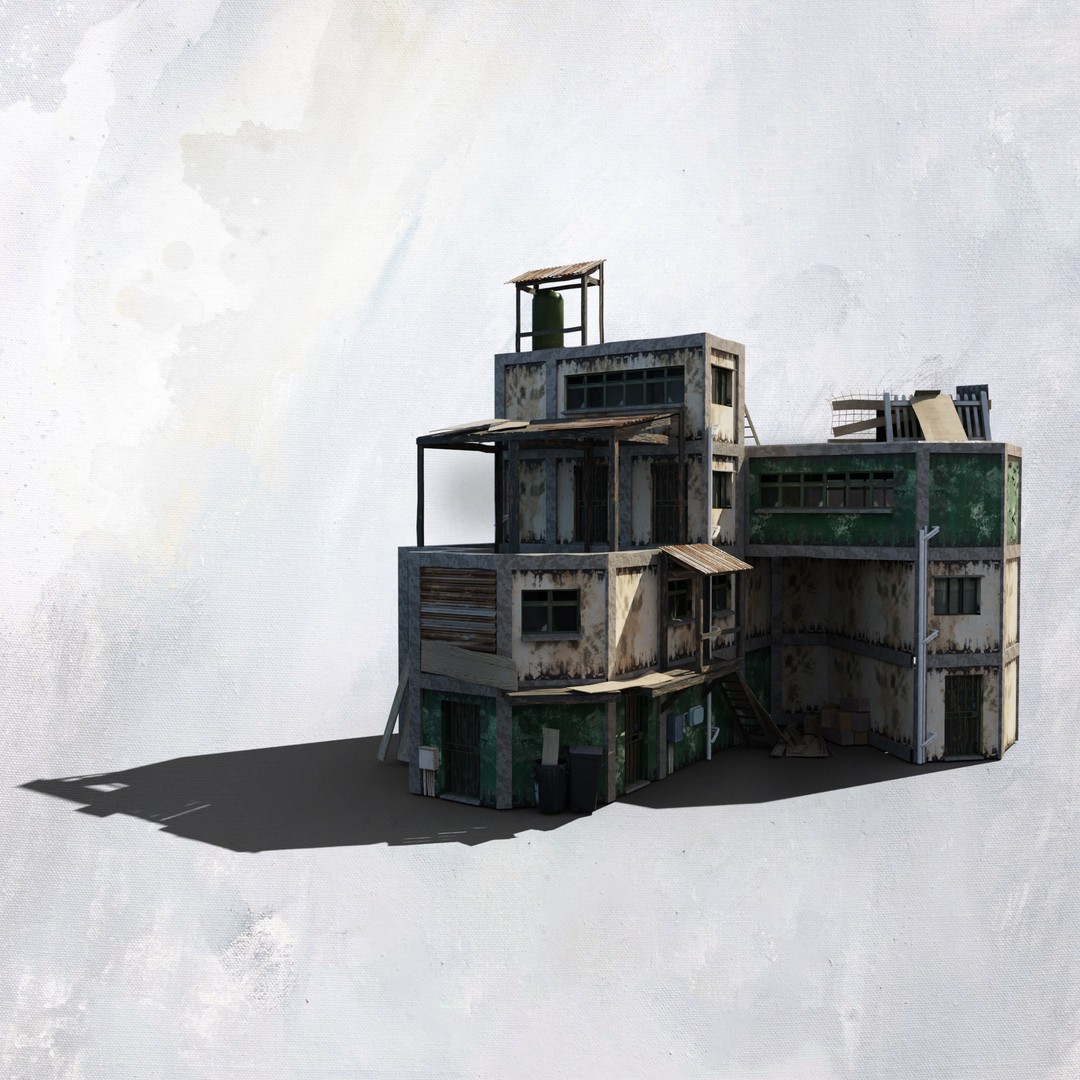 Favela Inspired Building 3D Model – Post Apocalyptic Kit for Blender - View 8
