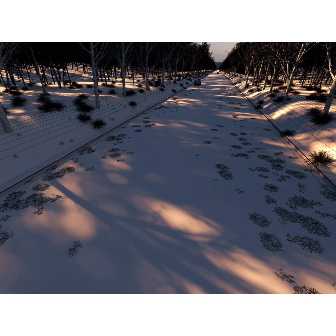 Twilight Highway 3D Model – Low Poly Landscape Asset, FBX, OBJ - View 11