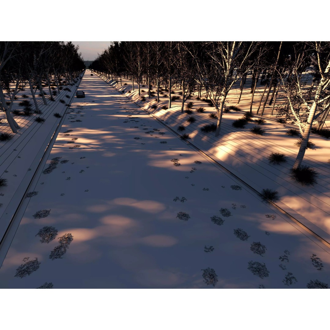 Twilight Highway 3D Model – Low Poly Landscape Asset, FBX, OBJ - View 12