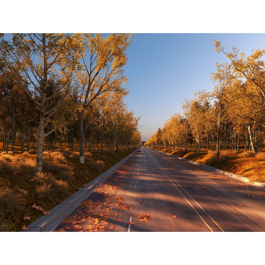 Twilight Highway 3D Model – Low Poly Landscape Asset, FBX, OBJ - View 13