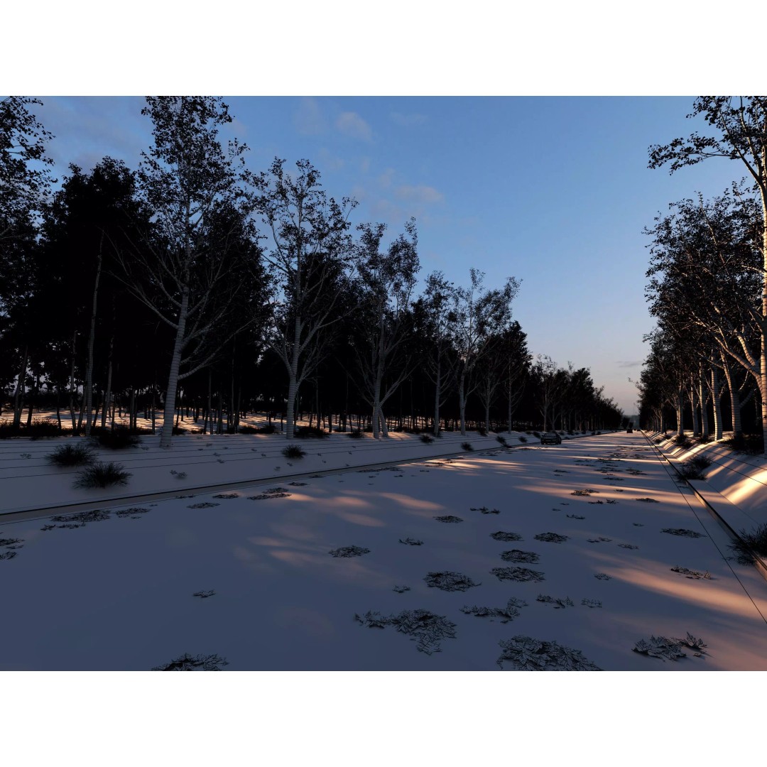 Twilight Highway 3D Model – Low Poly Landscape Asset, FBX, OBJ - View 14
