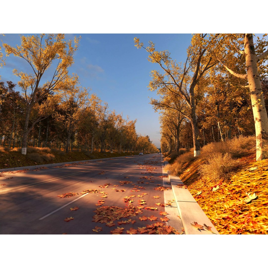Twilight Highway 3D Model – Low Poly Landscape Asset, FBX, OBJ - View 15