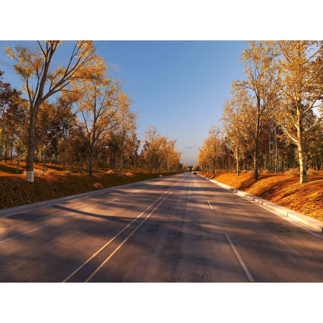 Twilight Highway 3D Model – Low Poly Landscape Asset, FBX, OBJ - View 16