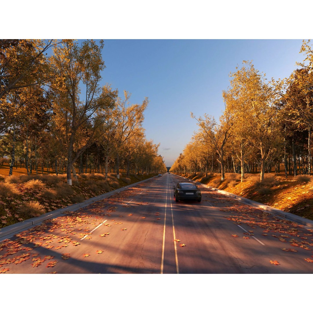 Twilight Highway 3D Model – Low Poly Landscape Asset, FBX, OBJ - View 2