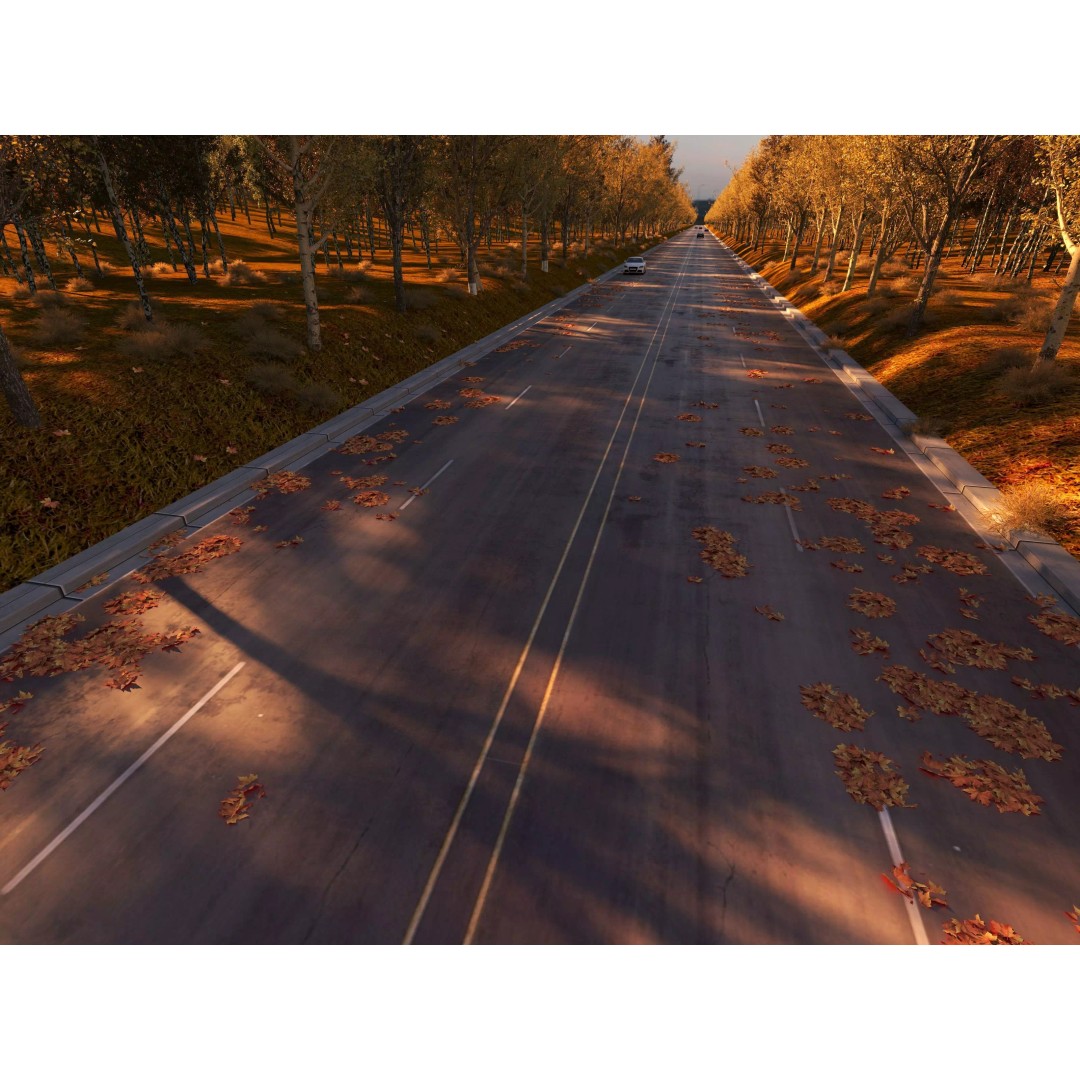Twilight Highway 3D Model – Low Poly Landscape Asset, FBX, OBJ - View 20