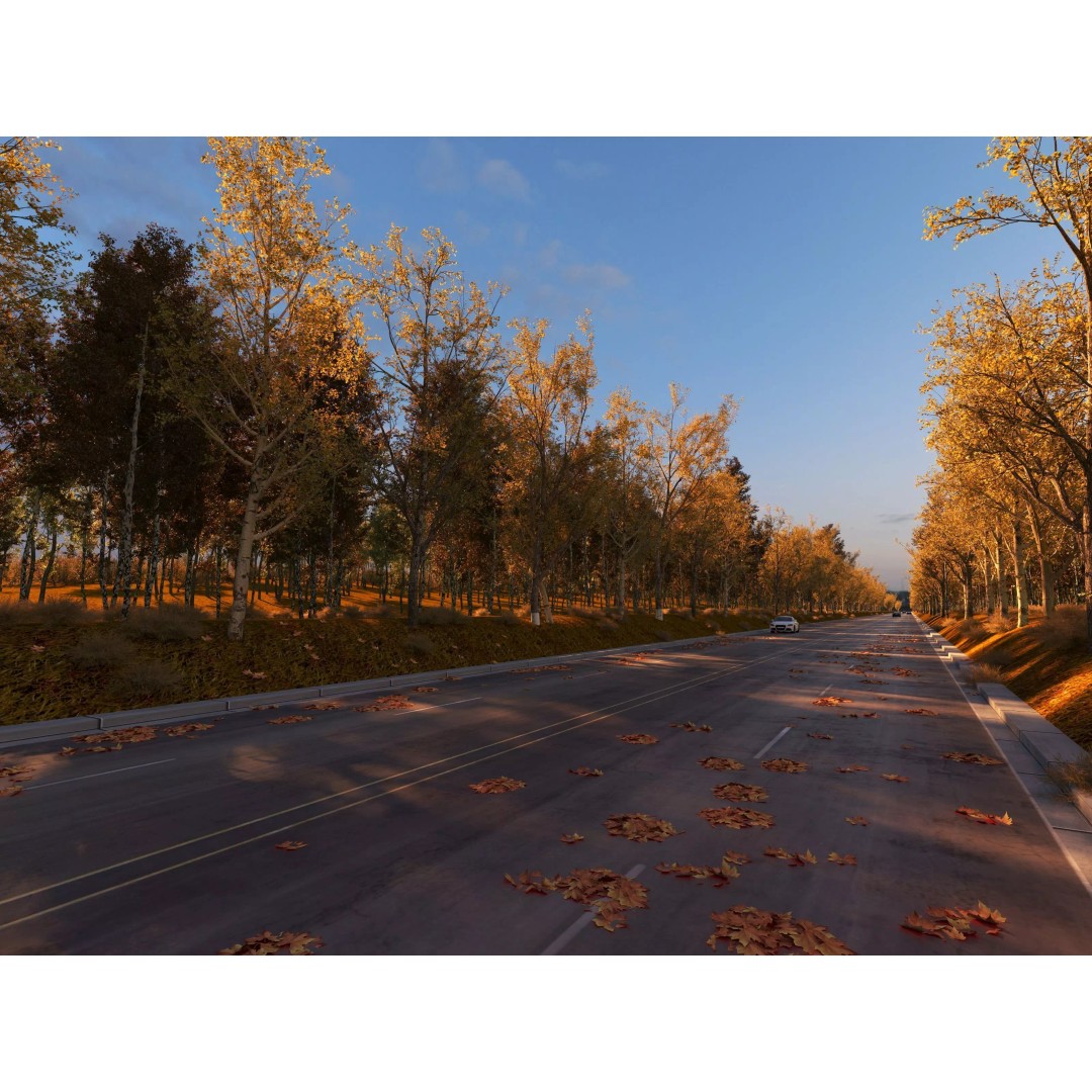 Twilight Highway 3D Model – Low Poly Landscape Asset, FBX, OBJ - View 3