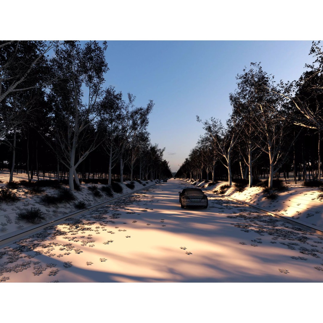 Twilight Highway 3D Model – Low Poly Landscape Asset, FBX, OBJ - View 4