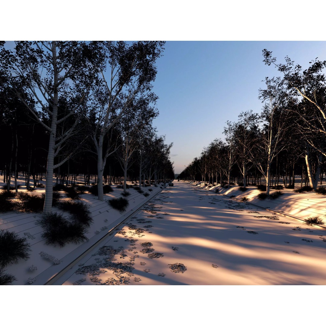 Twilight Highway 3D Model – Low Poly Landscape Asset, FBX, OBJ - View 5