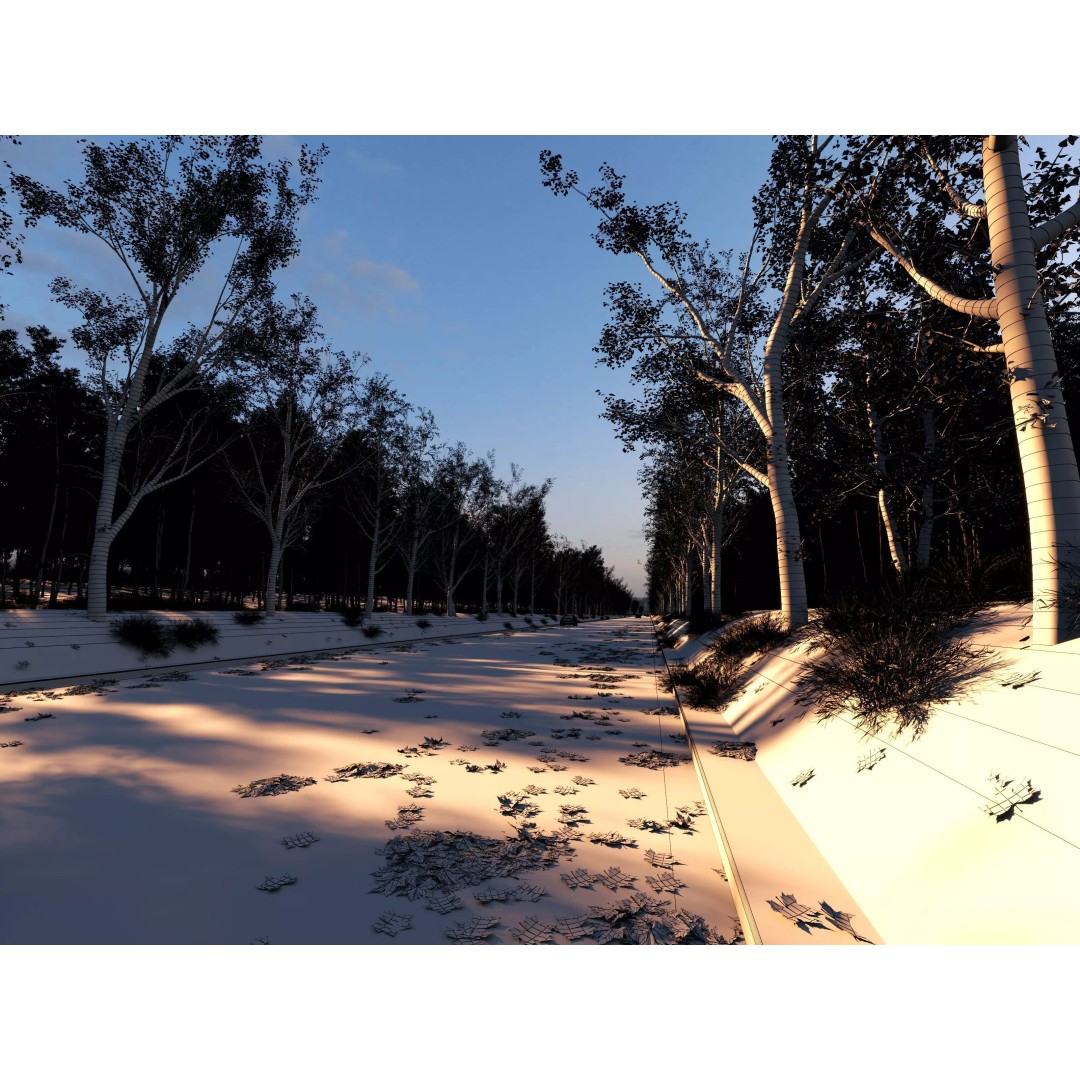 Twilight Highway 3D Model – Low Poly Landscape Asset, FBX, OBJ - View 6