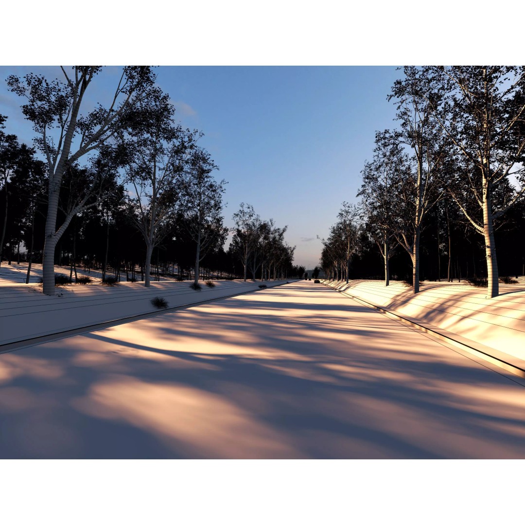 Twilight Highway 3D Model – Low Poly Landscape Asset, FBX, OBJ - View 7