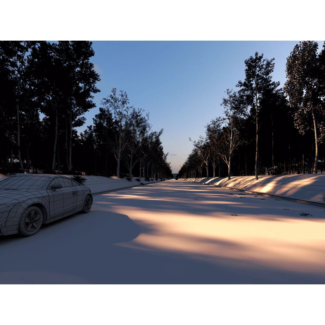 Twilight Highway 3D Model – Low Poly Landscape Asset, FBX, OBJ - View 8