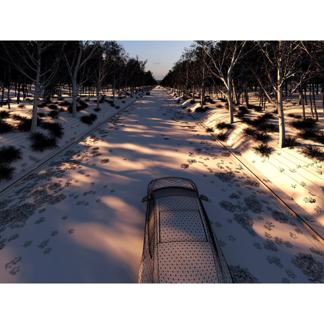 Twilight Highway 3D Model – Low Poly Landscape Asset, FBX, OBJ - View 9