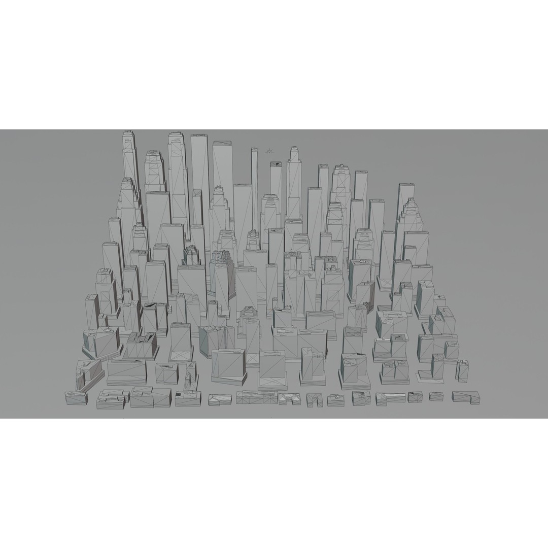 Complete City Buildings 3D Model – Low Poly Cityscape Assets, FBX - View 3