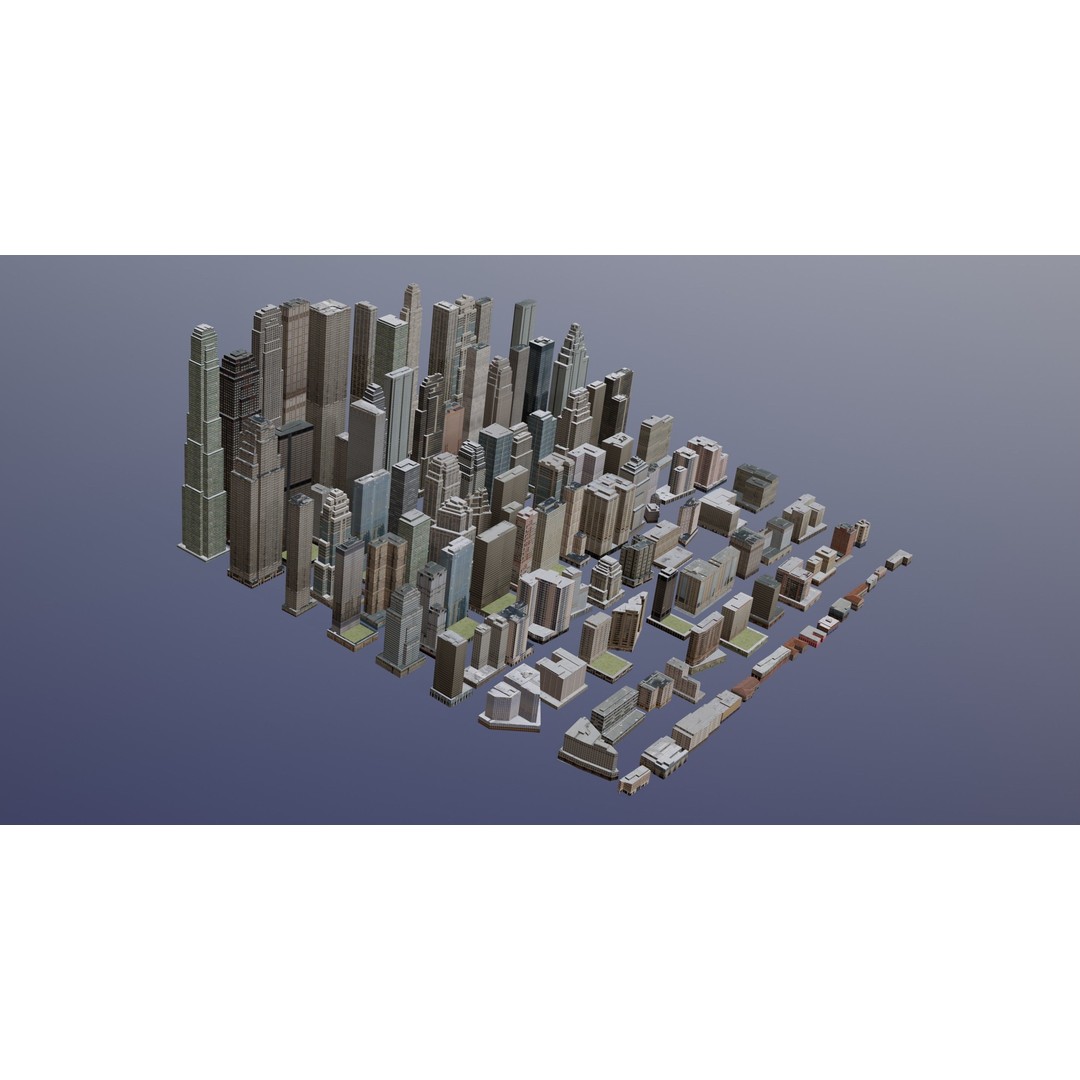 Complete City Buildings 3D Model – Low Poly Cityscape Assets, FBX - View 4
