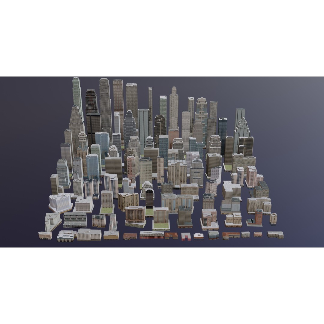 Complete City Buildings 3D Model – Low Poly Cityscape Assets, FBX - View 5