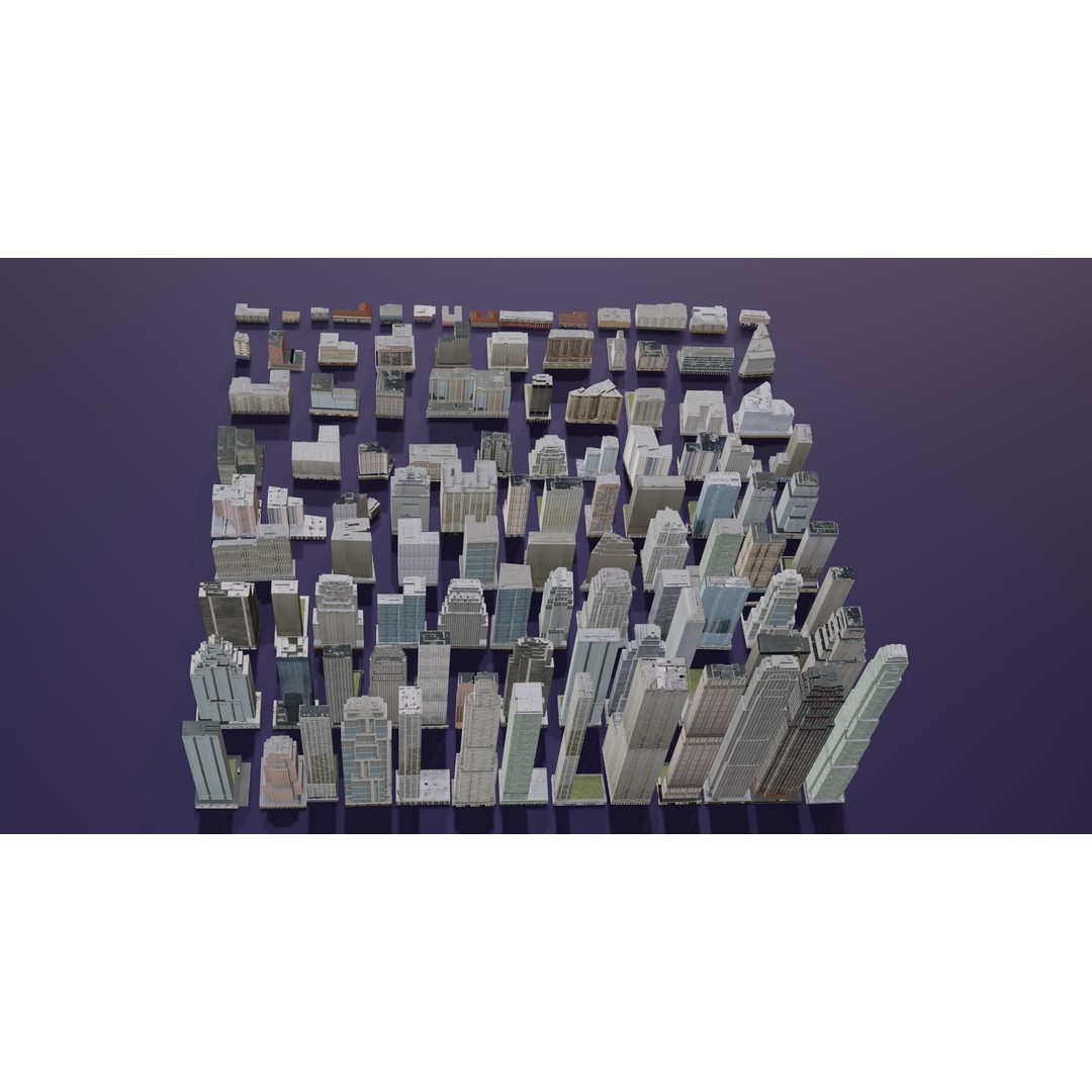 Complete City Buildings 3D Model – Low Poly Cityscape Assets, FBX - View 7