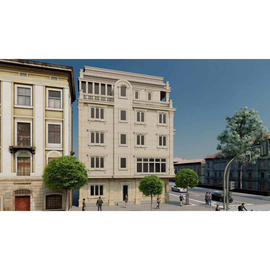 Classic Stone Facade 3D Model – Urban Building Element, FBX - View 12