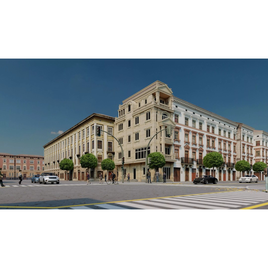 Classic Stone Facade 3D Model – Urban Building Element, FBX - View 21