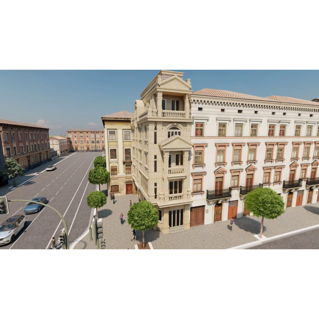 Classic Stone Facade 3D Model – Urban Building Element, FBX - View 6