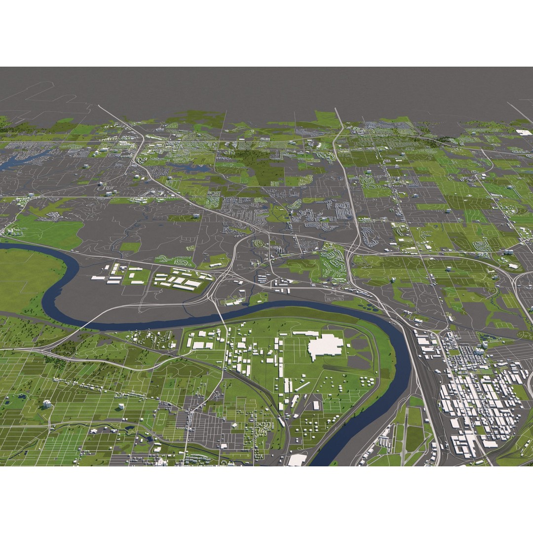 Kansas City 3D City Map 3D Model – Detailed Urban Landscape, FBX, OBJ - View 10