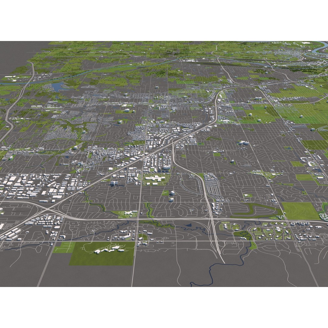 Kansas City 3D City Map 3D Model – Detailed Urban Landscape, FBX, OBJ - View 11