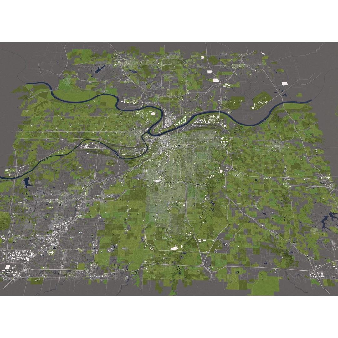 Kansas City 3D City Map 3D Model – Detailed Urban Landscape, FBX, OBJ - View 14