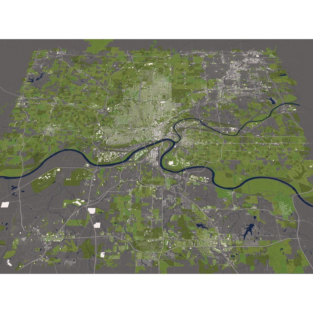 Kansas City 3D City Map 3D Model – Detailed Urban Landscape, FBX, OBJ - View 16