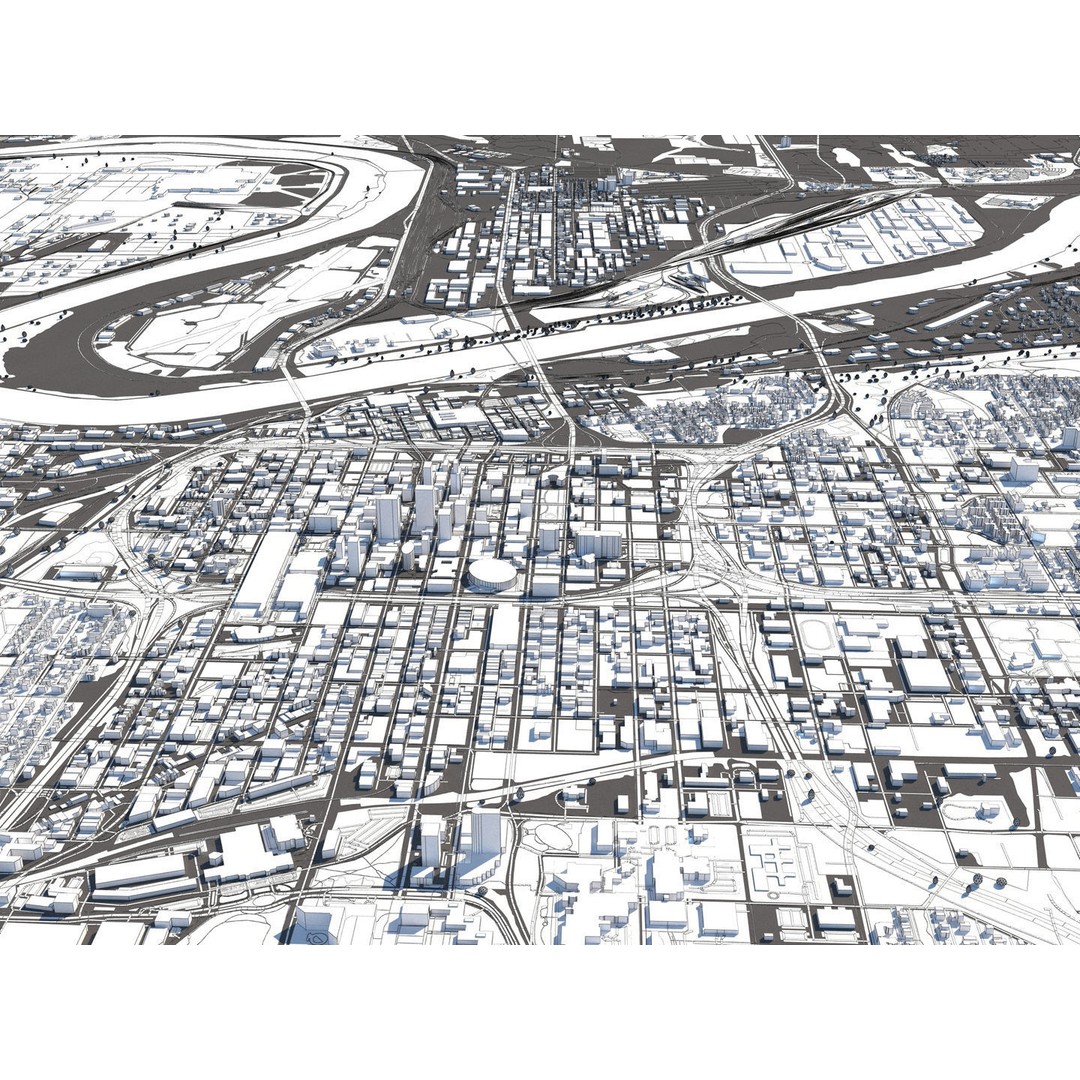 Kansas City 3D City Map 3D Model – Detailed Urban Landscape, FBX, OBJ - View 17