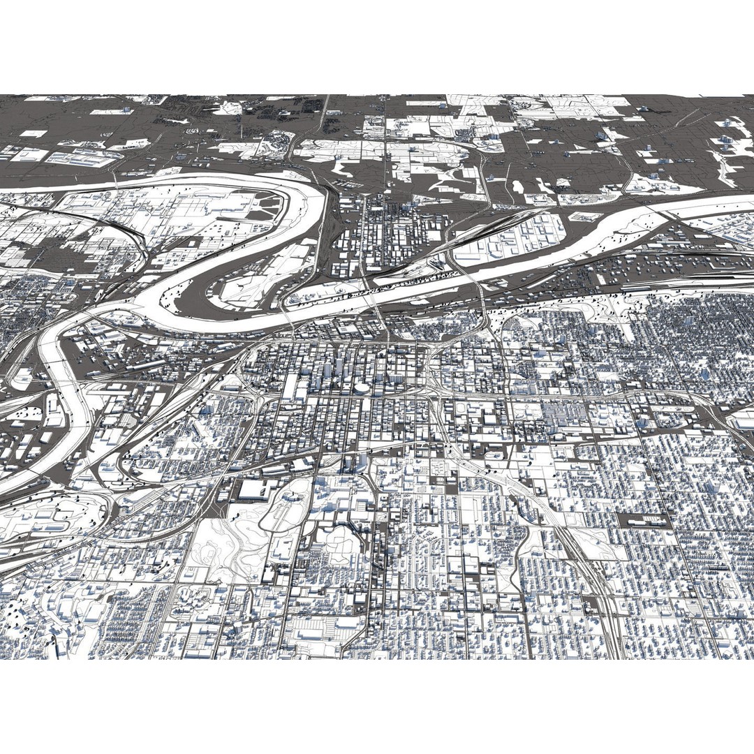 Kansas City 3D City Map 3D Model – Detailed Urban Landscape, FBX, OBJ - View 18