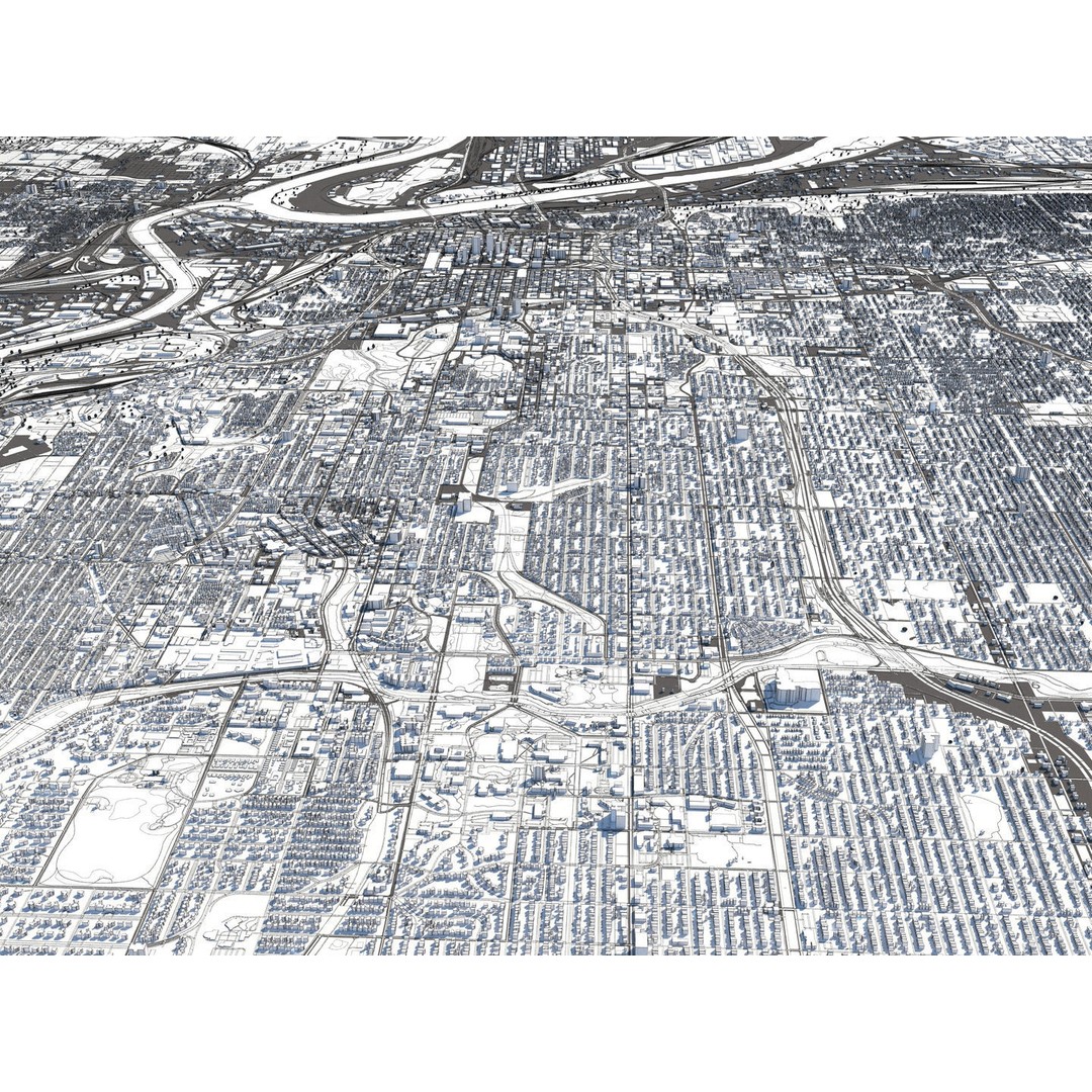 Kansas City 3D City Map 3D Model – Detailed Urban Landscape, FBX, OBJ - View 26