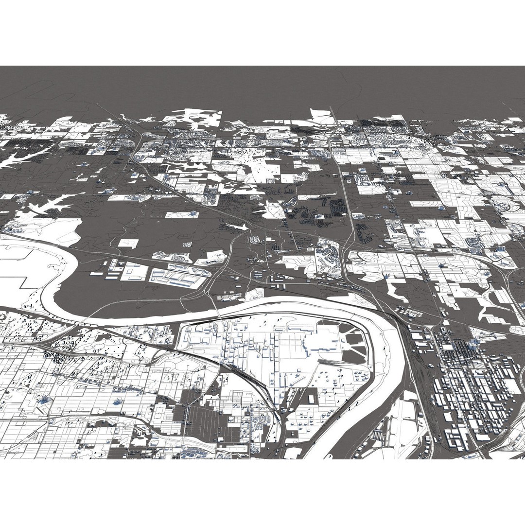 Kansas City 3D City Map 3D Model – Detailed Urban Landscape, FBX, OBJ - View 27