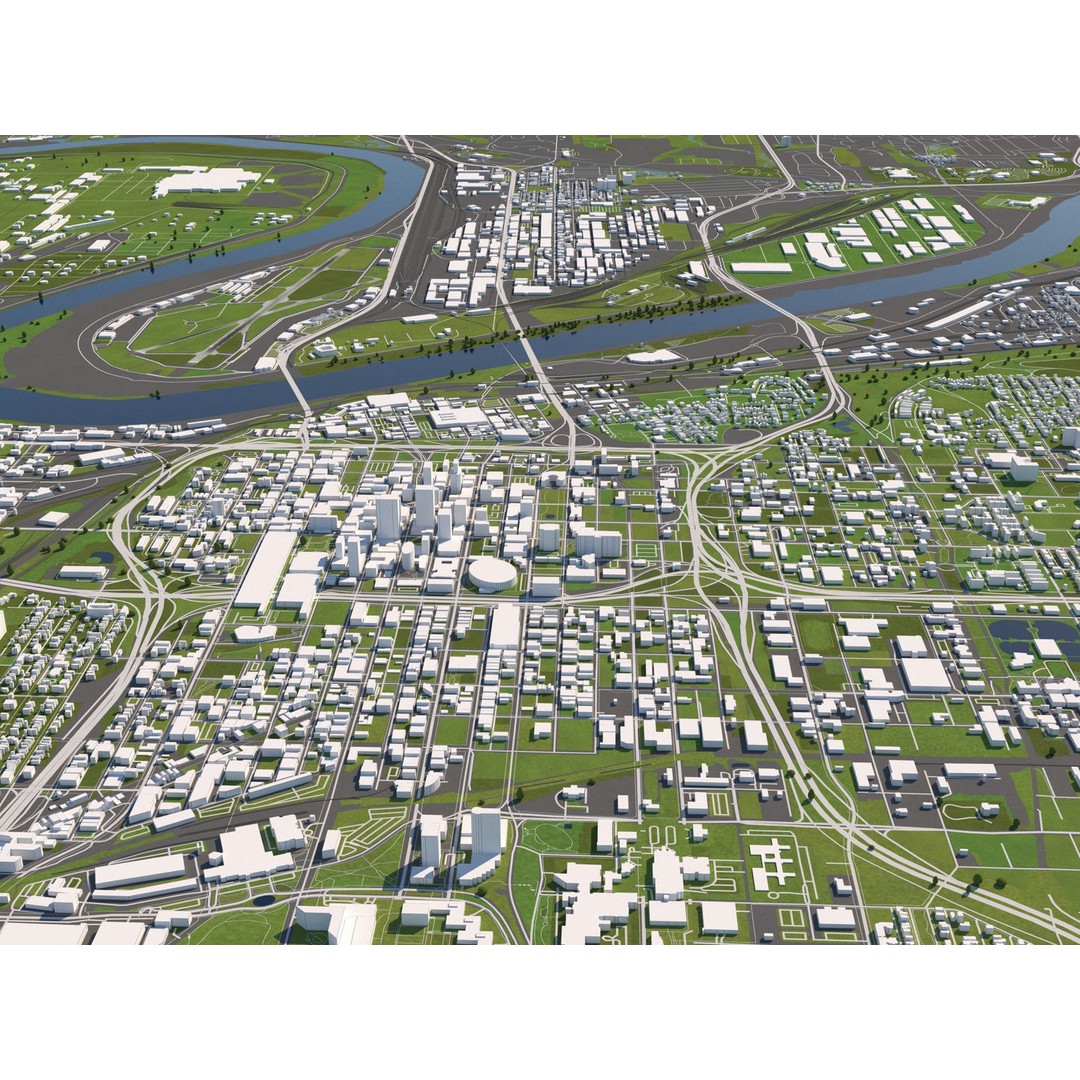 Kansas City 3D City Map 3D Model – Detailed Urban Landscape, FBX, OBJ - View 3