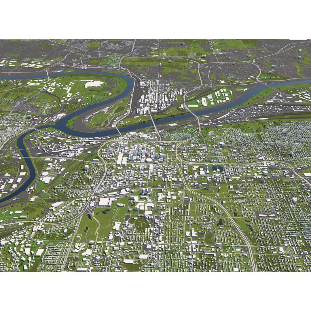 Kansas City 3D City Map 3D Model – Detailed Urban Landscape, FBX, OBJ - View 4