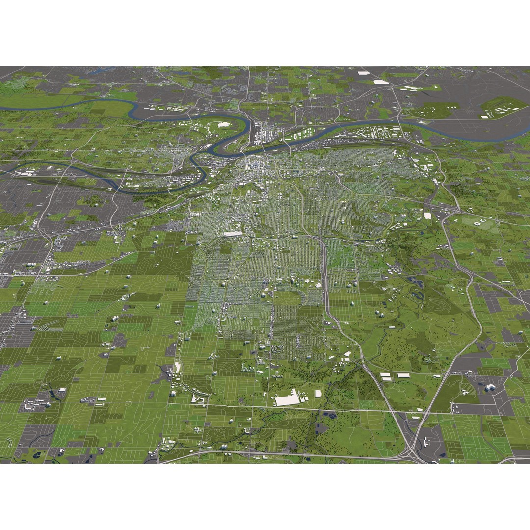 Kansas City 3D City Map 3D Model – Detailed Urban Landscape, FBX, OBJ - View 5