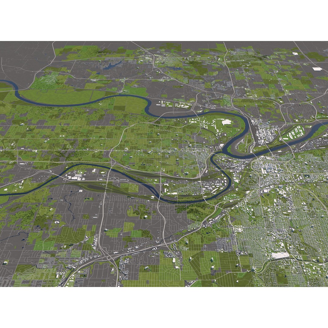 Kansas City 3D City Map 3D Model – Detailed Urban Landscape, FBX, OBJ - View 8