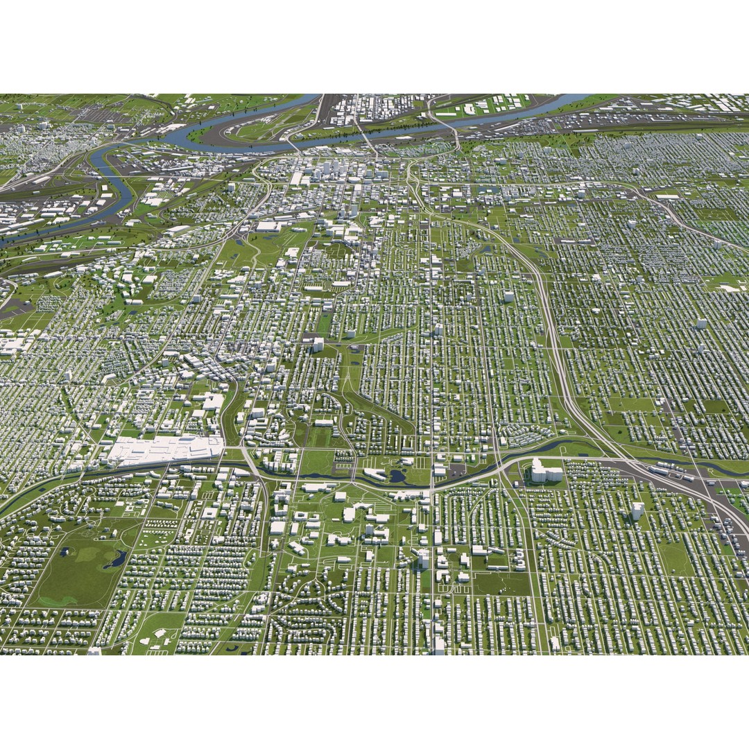 Kansas City 3D City Map 3D Model – Detailed Urban Landscape, FBX, OBJ - View 9
