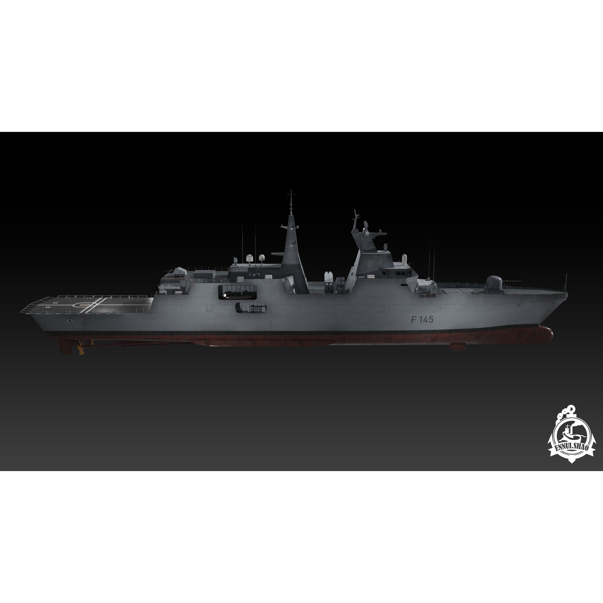 MEKO A200 Valor Class Frigate - Low-Poly Game-Ready 3D Model - View 4