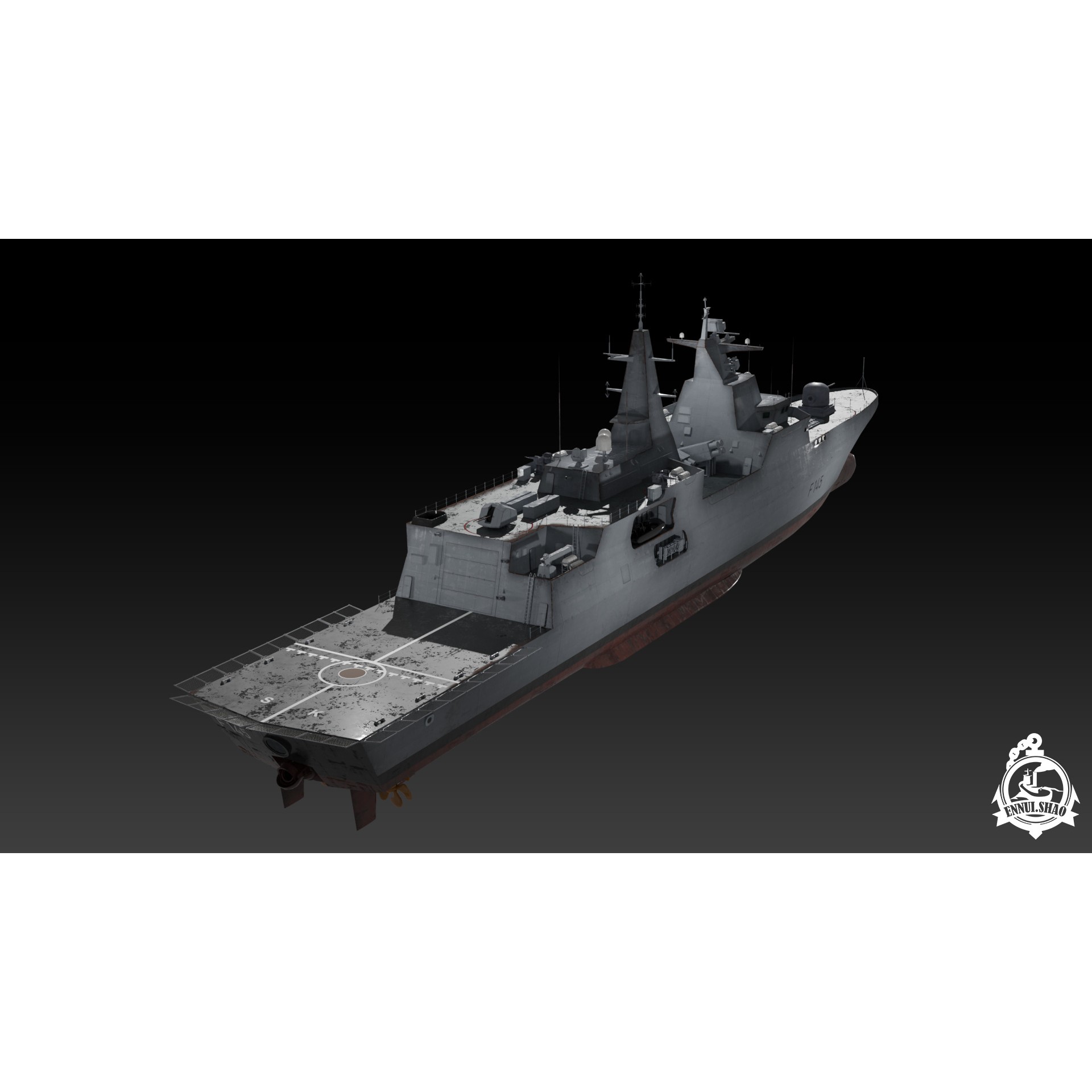 MEKO A200 Valor Class Frigate - Low-Poly Game-Ready 3D Model - View 5