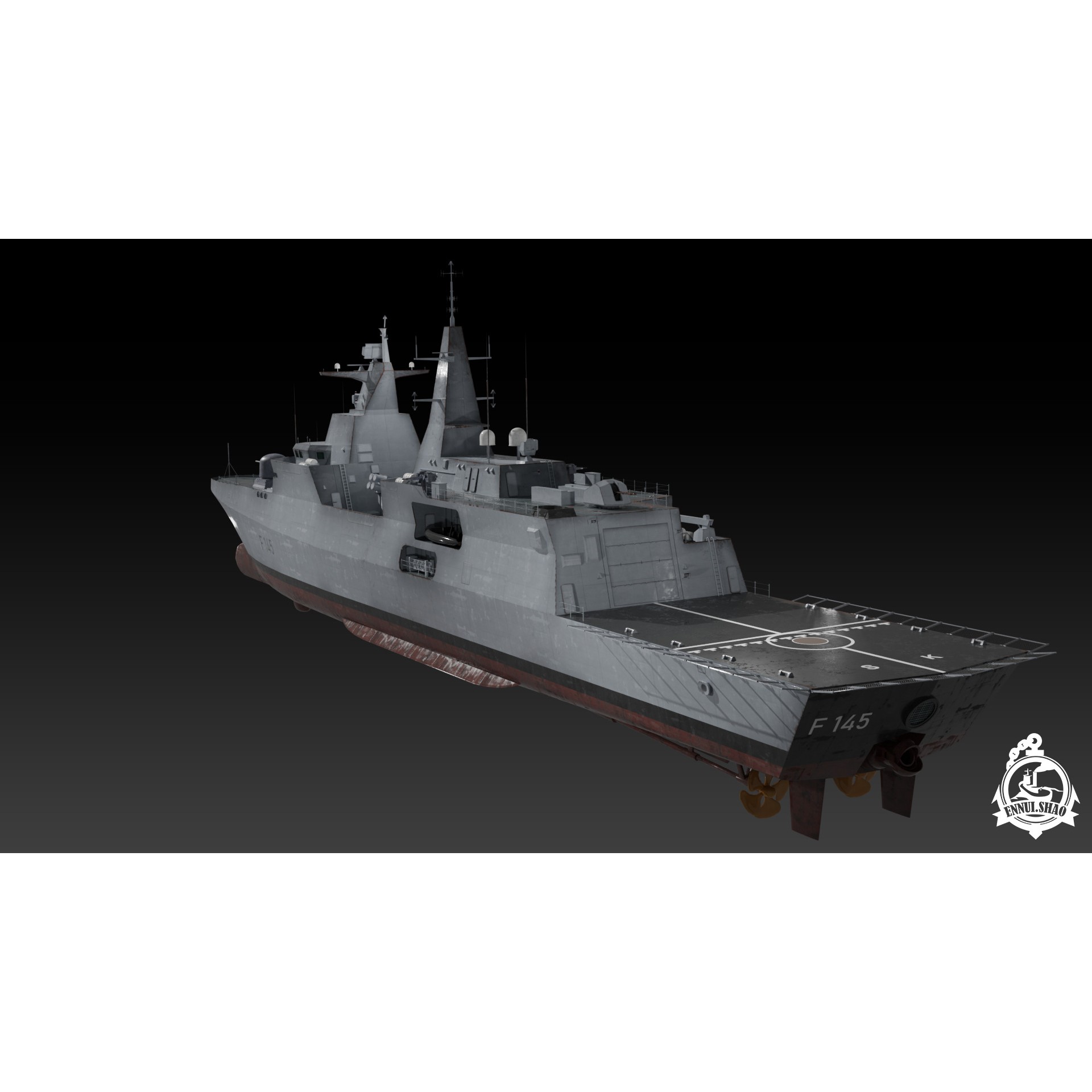 MEKO A200 Valor Class Frigate - Low-Poly Game-Ready 3D Model - View 6