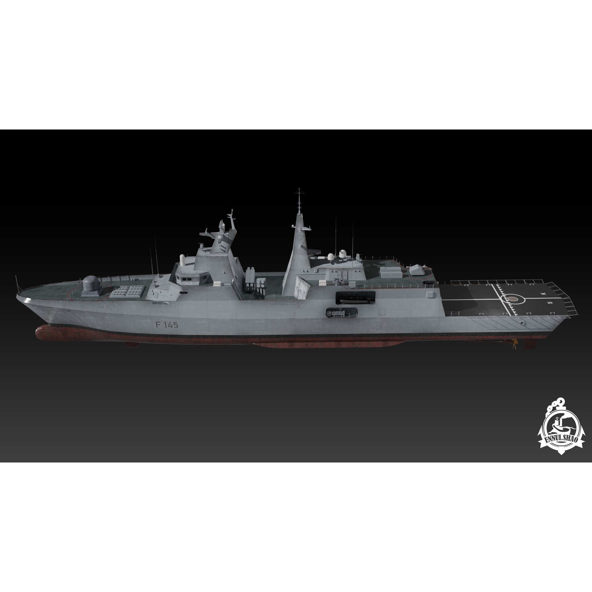 MEKO A200 Valor Class Frigate - Low-Poly Game-Ready 3D Model - View 7