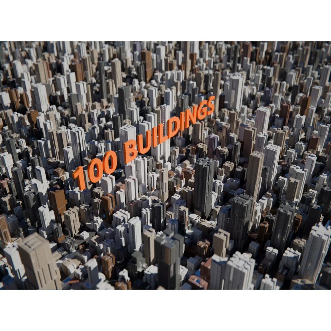 Futuristic Low Poly Buildings 3D Model – 100 Game-Ready Assets, FBX - View 2